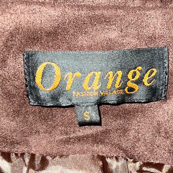 FAUX SUEDE BROWN FRINGE OPEN FRONT LINES JACKET SIZE SMALL - Picture 4 of 5